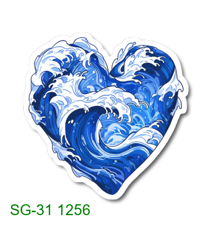 Wave heart sticker